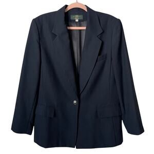 Orvis Vintage Blazer Womens Size 12 Blue Wool Blend Single Button USA Preppy